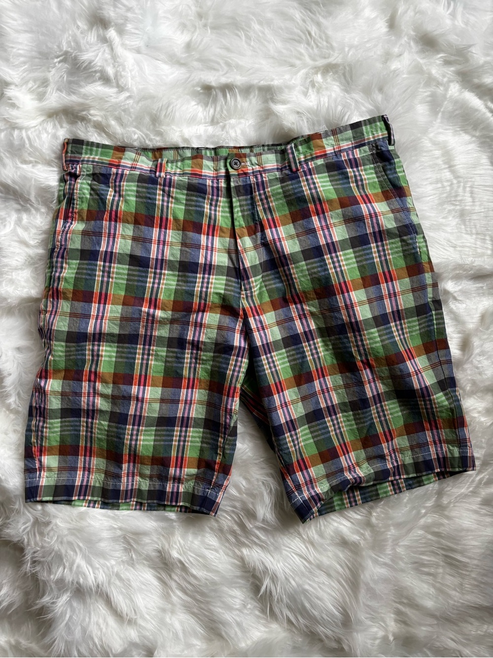346 BROOKS BROTHERS SZ 40 Men's Green Plaid Lightweight Cotton Shorts